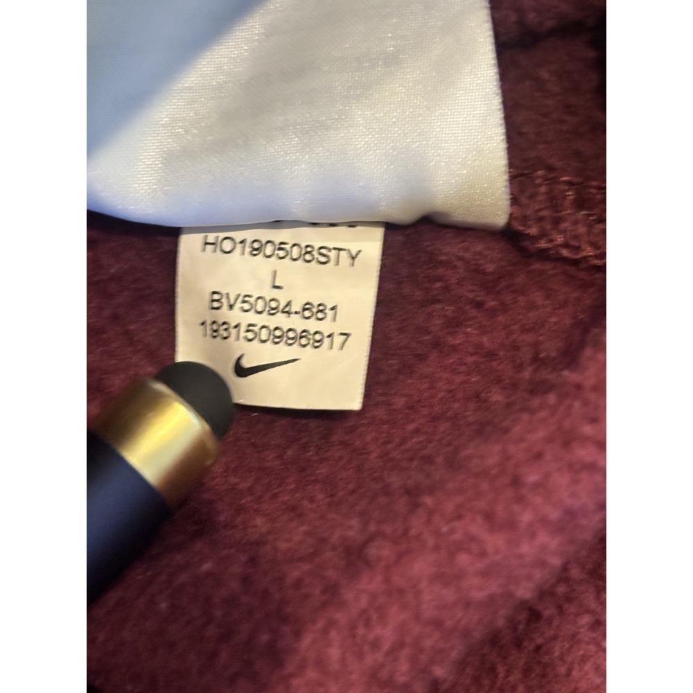 Nike Just Do It Burgundy Pullover Hoodie Men Large Fleece Sweatshirt Logo Sports - Picture 8 of 12